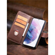 Shilifan is suitable for vivoX60pro mobile phone case flip-top protective case wallet card holder anti-fall wear-resistant front and rear full leather case [brown] + same leather rope vivoX60pro