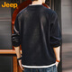 Jeep (JEEP) sweatshirt men's autumn and winter heavyweight waffle fake two-piece bottoming shirt top men's black XL