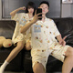 雅鹿情侣睡衣男女款夏季短袖加大码加肥卡通小狗薄款家居服可外穿套装 MJ-S761#米其双短(女图) M 75-95斤