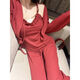 Fhhuabd French Pure Lace Sexy Women's Pajama с грудной подушкой с тремя частями набор весной и осенней подвеской для подвески для дома кардигана.