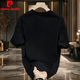 Pierre Cardin Traje de pareja de alta gama camiseta de verano 2025 NUEVA SUMMER SUPER HOT Internet Celebry Pure Cotton Special de manga corta para hombres Black [frontal grande K1049 Rose rojo simple L Recomendado 120-140Jin [Jin iguala 0.5 kg]
