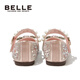 Belle Belle Children's Shoes Girls Toddler Leather Shoes Spring and Autumn Elsa Princess Shoes Girls Baby Crystal Shoes Starlight Pink 27