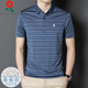 Mengtejiao men's mulberry silk short-sleeved T-shirt new summer style middle-aged dad casual striped polo shirt A829-blue M 165 suitable for 100-115Jin [Jin equals 0.5 kg]