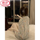 LangSha French pastoral floral ice. Thin silk short sleeve shorts suit pajamas for women summer high-end silk. Silk home clothes. Color #YX-9201 L [99-115]Jin[Jin equals 0.5 kg]