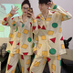 Colorful Gems Crayon Shin-Shin-Same Couple Pyjamas Pyjamas Spring et automne à manches longues mignonnes Cartoon Étudiant Door Home Vêtements Home 5155 # Couple Geometric Shin-Shin-Beige [Version] M Femmes [75-100jin [Jin est égal à 0,5 kg]]]
