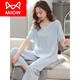 Catman (MiiOW) pajamas for women for summer thin short-sleeved modal middle-aged large-size loose mother's trousers two pieces of home clothes 9227# red plum powder (short-sleeved cropped pants) XL (recommended 120-140Jin [Jin equals 0.5 kg])
