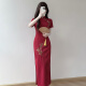 DanZhuNa purple new Chinese dress 2025 summer new women's clothing girl's young improved temperament cheongsam long skirt 9764 yellow cheongsam (no accessories) L