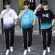 黛笙青少年运动套装初中生16-17岁男孩夏季短袖t恤13-15岁高中初中学 XSKD-TZ9226白灰色(上衣+裤子) S _90斤以下