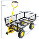 NAOISKEY 4016 Tool Trolley Flatbed Truck Trailer Tiger Cart Roasted Sweet Potato Cart Foldable Net Cart Side Block Removable With Pump Single-layer Pneumatic Wheel Yellow + Black