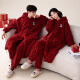 Pajamas de boda Fuxinkang se adapta a la pareja de recién casados ​​de otoño e invierno camisón rojo de terciopelo coral hombres y mujeres festivas años de casa MJX-6195 L-mujer [alto 161-167-peso 100-120]