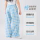 Ikano i.karnow niñas pantalones de patas anchas seda de hielo 2025 verano nuevo pantalones a cuadros azules pantalones para niñas de niñas de verano 15307 azul + 15265 verde [dos sets] 120