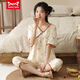 Catman Miiow Sommer kurzärmeligte Pyjama-Set Pure Cotton Women's Dünne Sommer. Neue chinesische Stil-Kumpel-Hosen können außerhalb von Heimkleidung Lzy9901 L getragen werden (empfohlen 95-115jin [Jin gleich 0,5 kg])