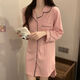 乐僖贝俫豆沙色睡衣女长袖睡裙家居服 681#豆沙色衬衫裙 175 L (95-110斤)