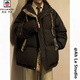 AEMAPE retro winter cotton jacket for men and women bear jacquard splicing hooded jacket trendy brand thick warm boy jacket winter M6636 gray (three-bar cotton jacket) M [Recommended: 90-110Jin [Jin equals about 0.5 kg]]