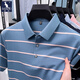 Kangaroo (DaiShu) short-sleeved T-shirt for men 2025 summer trendy striped lapel half-sleeved business casual loose large-size top middle-aged AN15100 light sky blue L