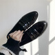 S.Sofea flache Lederschuhe für Frauen vielseitige Loafer Bohnenschuhe Spring S6628-1 Schwarz 36