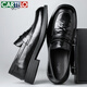 CARTELO crocodile (CARTELO) first layer cowhide shoes men's shoes 2025 new loafers breathable business casual shoes men's leather shoes K054 black 42