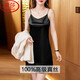 
LangSha 2025 new high-end cool silk pajamas for women in summer middle-aged mother sexy mulberry silk suspender nightgown nightgown 6625-green soft and delicate skin-friendly [Send your wife to give your mother] 3XL 130-140Jin [Jin equals 0.5 kg] [Send your wife to give your mother]