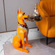 Light luxury creative desktop Internet celebrity Doberman Pinscher ornaments Nordic entrance living room gift TV cabinet next to home soft decoration Large black gentleman Doberman Pinscher - 74 cm