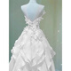 Kang Meishi Super Fairy Hochzeitskleid High-End-Rock Feel Light Luxury Host Bankett Kunst Prüfung Abendkleid Nische Leichtes Engagement weiß Reißverschluss Langstil XL
