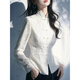 AEMAPE New Chinese Style National Style Unique and Chic White Lace Button Shirt Women's 2026 New Small Shirt New Chinese Style White Lace Shirt L - Recommended 105-120 Jin Jin equals 0.5 kg