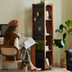 Lianggong rotierender Spiegelschrank Dressing Spiegel Kirschholz Japaner 360-Grad rotierende Bücherregal Aufbewahrungslochboardbodenboden-Ganzkörperspiegel Boxwood mittelalterlicher Stil rotierender Spiegel (Mantel hängt)