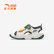 ANTA Children's Sandals Boys' Shoes 2026 Summer New Children's Outdoor Velcro Anti-Slip Open Toe Beach Shoes Soft Sole Shoes Ivory White/New Ink Blue/Xixia Orange-2 33