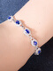 IosnIOSN Sapphire Bracelet S925 Sterling Silver Tanzanite Color Fashion Small Fresh Simple Versatile Heart Gemstone Bracelet Sapphire Bracelet 16-19CM Adjustable