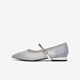 Best 25 summer retro Mary Jane shoes thick heel pointed toe women's shallow mouth single shoes K5009BQ5 silver 38