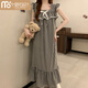 
Modal summer Korean sweet lazy princess style pajamas for women 2025 new short-sleeved plaid with chest pad home clothing set HY#682 jade color [with fixed chest pad] M Recommended 80-95 Jin [Jin equals 0.5 kg]