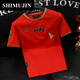 Simu Hibiscus Trendy Marke kurzärmelige T-Shirt-Männer Europäische Station 2025 Sommer New Printed Casual Trendy Halbärmel Smj9720z Weiß L.