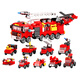 Baili Shuang Feuerwehrauto, 10-in-1-Bausteine, kleine Partikel, Jungenauto, Montagespielzeug, Kinderheimdekoration, Geburtstagsgeschenk