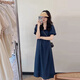 Jingqi (JOYNCLEON) maternity dress summer thin dress trendy mother fresh maternity summer dress small Korean version maternity dress blue L

