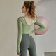 Duofanlian yoga clothing for women, spring and autumn long-sleeved suit, fitness running, Pilates training clothing, sports top, green top L