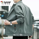 Woodpecker Jacket Men's Jacket Spring and Autumn 2025 Trendy Fashion Casual Versatile Men's Fashion Brand Outerwear J6618 Bean Gray 3XL