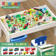 Edwone Holzstrecke Auto Fernbedienungszug Hölzer Kinder Holz Toy Tisch Boy großer Partikelbaugruppe Baustein Tisch Weißer Tisch + Abdeckungsschaufel + Baustein + Crane Hillside Offizielle Standardkonfiguration
