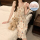 Jingpufei HelloKitty Yunduo cotton pajamas women's suspender nightgown cute chest pad home clothes 9922# nightgown-with chest pad XL 170
