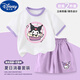 Disney Girl de 2-15 ans Kulomi Cotton T-shirt à manches courtes Short Suit Été Nouveau ensemble de deux pièces pour enfants de taille moyenne de taille moyenne 3291 Ensemble de deux pièces Purple Top + Couleur solide Jupe courte 110 cm