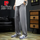 
Pierre cardin 2025 checkerboard pants men's summer straight loose large size ice silk pants men's fat strength wide-leg sports pants 9905 gray XL (size 32-33)
