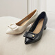 
Red Dragonfly Leap Moon Shoes High Heels 25 Spring Thick Heels Women's Shoes Pointed toe Workplace Small Leather Shoes Single Shoes WLB15124 Beige White 40