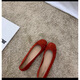 Jingpufei bow with shallow mouth flat single shoes women's ballet shoes red 2025 J683-4 red 40