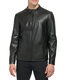DKNY Men's Faux Laether Modern Racing Jacket Black Smooth Lamb XX-Large