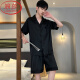 Langsha Pyjamas Herren Sommereiseis Seiden kurzärmelige Hose Sommer dünne hautfreundliche Herren Jugendliche Festkleidung Home Kleidungsstück G854 2xl Empfohlene Größe 180 und Gewicht 150-17