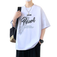 Der neue Sommer-Kurzleider-T-Shirt des Teenagers des Teenagers für Jungen Studenten lose und gutaussehende Eisseide halbärmelige Oberteile große Kinderkleidung für Männer 693 Weiß M 80-95jin [Jin ist 0,5 kg]