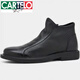 卡帝乐鳄鱼（CARTELO）马丁靴男真皮头层牛皮高帮男鞋透气休闲单层皮鞋时尚切尔西靴 黑色单鞋特l价品牌断码 40
