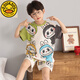 G. Duckkids Kinderpyjama Pure Cotton Kurzärmel 2025 Sommer neuer Rabubu Little Boy Anzug Junge Home Kleidung Labubu N693 Chinchilla 110 cm/10 Größe [103-112 cm]