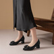 
Red Dragonfly Leap Moon Shoes High Heels 25 Spring Thick Heels Women's Shoes Pointed toe Workplace Small Leather Shoes Single Shoes WLB15124 Black 40