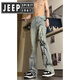 Jeep Spirit Jeep Flame Jeep Jeans Herren Sommertrendmarke Straight Pants High Street Style 692-Black XL [120-135jin [Jin entspricht 0,5 kg]]