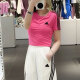 阿迪达斯 （adidas）短袖T恤女装夏季运动服圆领半袖衫舒适透气短款休闲上衣 JV9859玫粉色 S