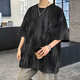 
NYING American tie-dyed short-sleeved T-shirt men's 25 summer new fashion brand casual T-shirt large size loose five-point sleeve top black XL (130-150Jin [Jin equals 0.5 kg])